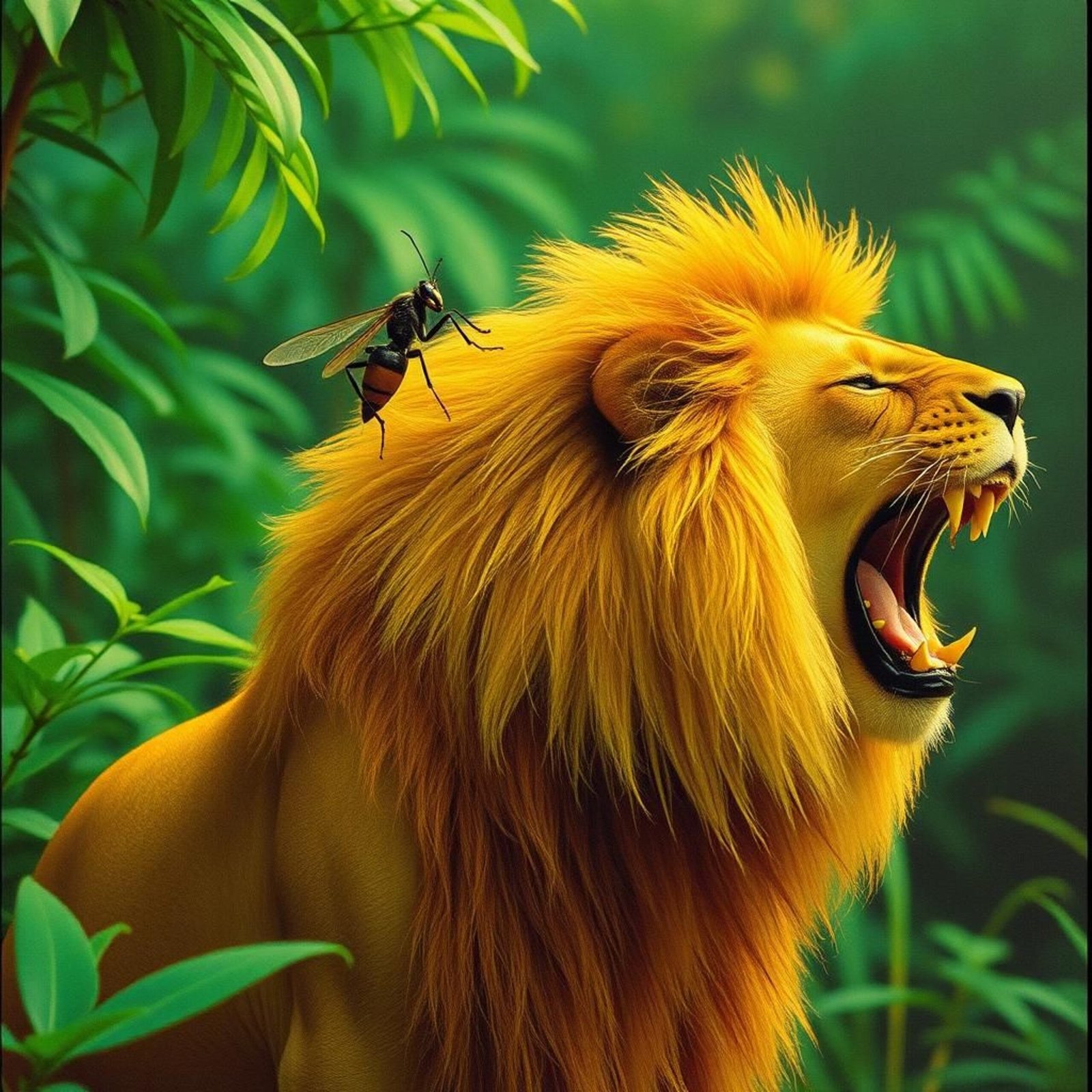 le lion et le moucheron scaled
